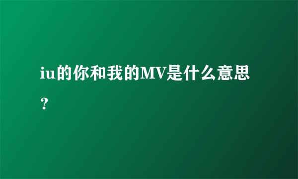 iu的你和我的MV是什么意思？