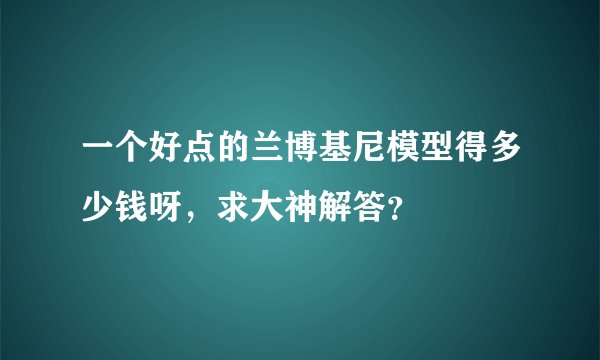 一个好点的兰博基尼模型得多少钱呀，求大神解答？