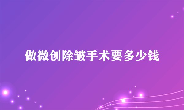 做微创除皱手术要多少钱