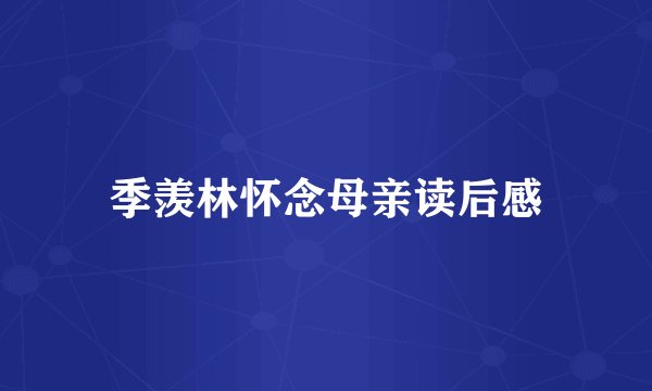 季羡林怀念母亲读后感