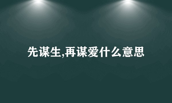 先谋生,再谋爱什么意思