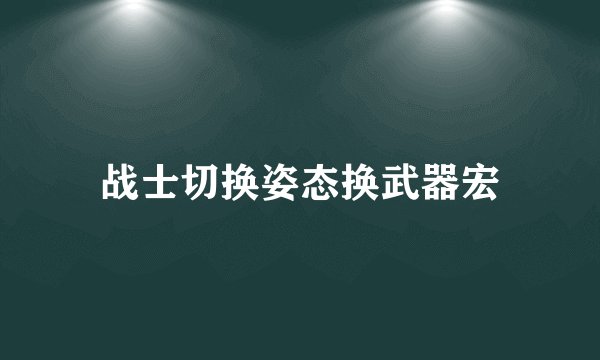战士切换姿态换武器宏