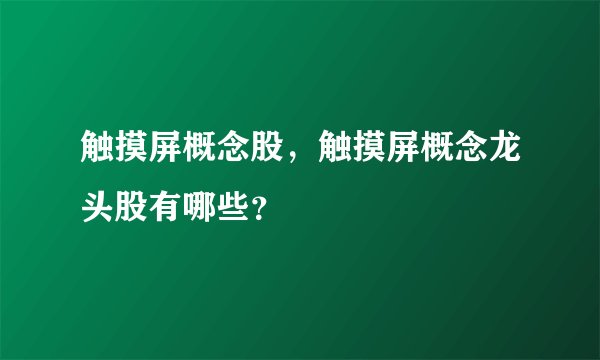 触摸屏概念股，触摸屏概念龙头股有哪些？