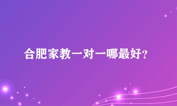 合肥家教一对一哪最好？