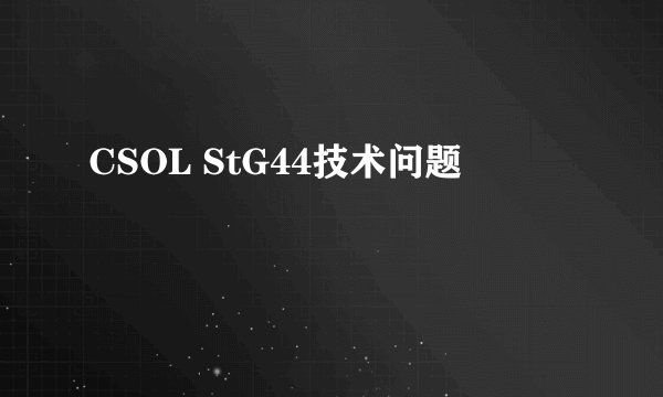 CSOL StG44技术问题