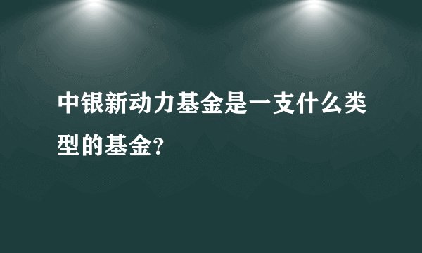 中银新动力基金是一支什么类型的基金？