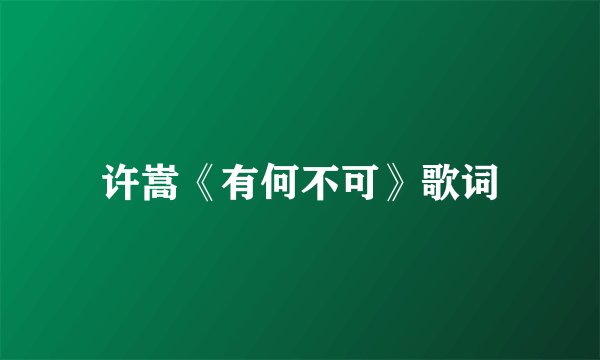 许嵩《有何不可》歌词