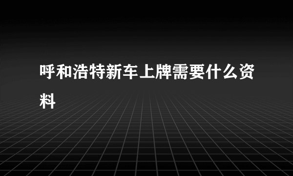 呼和浩特新车上牌需要什么资料