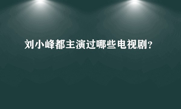 刘小峰都主演过哪些电视剧?