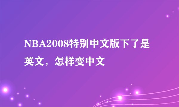 NBA2008特别中文版下了是英文，怎样变中文