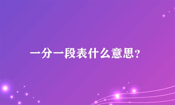 一分一段表什么意思？