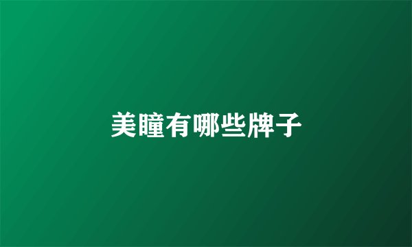 美瞳有哪些牌子