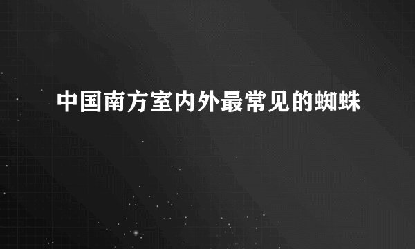 中国南方室内外最常见的蜘蛛