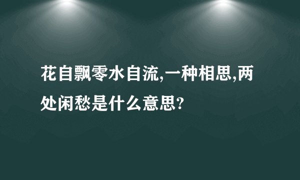花自飘零水自流,一种相思,两处闲愁是什么意思?