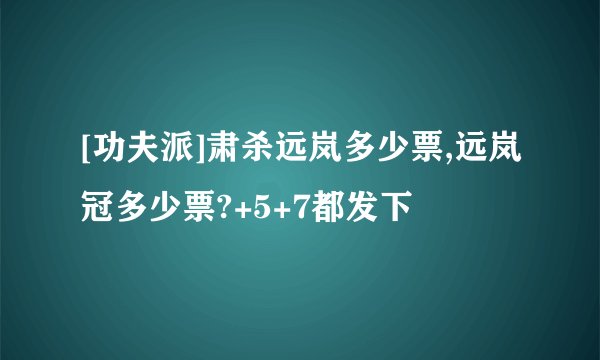[功夫派]肃杀远岚多少票,远岚冠多少票?+5+7都发下