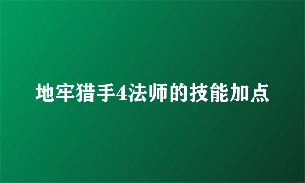 地牢猎手4法师的技能加点