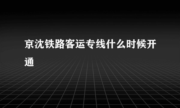 京沈铁路客运专线什么时候开通