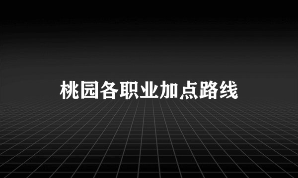 桃园各职业加点路线