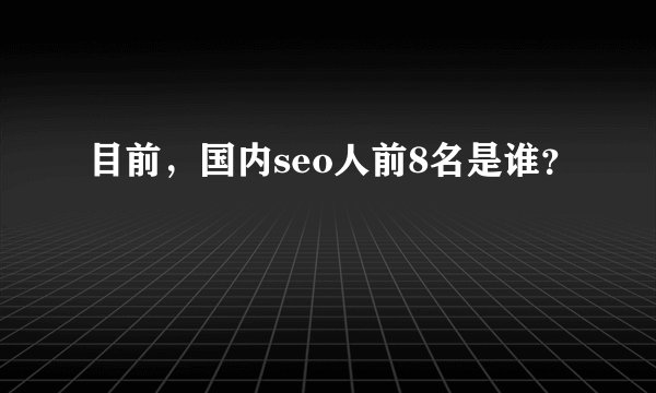 目前，国内seo人前8名是谁？