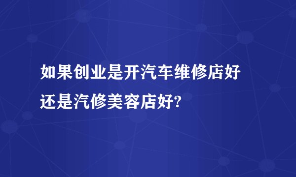 如果创业是开汽车维修店好 还是汽修美容店好?