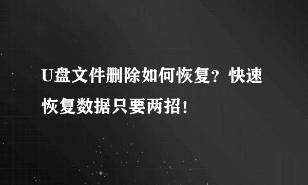 U盘文件删除如何恢复?快速恢复数据只要两招!