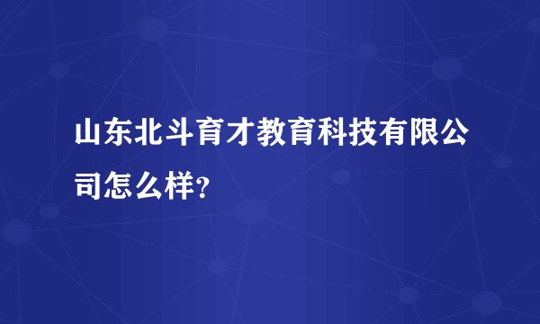 山东北斗育才教育科技有限公司怎么样？