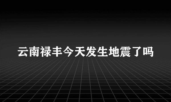 云南禄丰今天发生地震了吗