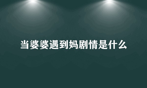 当婆婆遇到妈剧情是什么