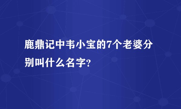 鹿鼎记中韦小宝的7个老婆分别叫什么名字?