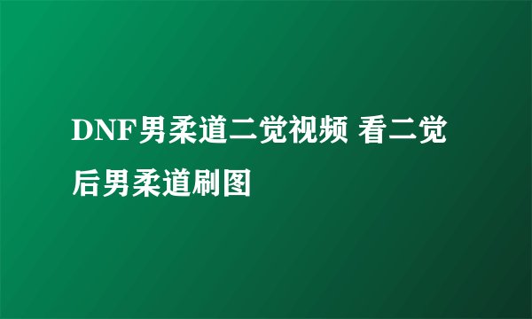 DNF男柔道二觉视频 看二觉后男柔道刷图