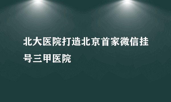 北大医院打造北京首家微信挂号三甲医院
