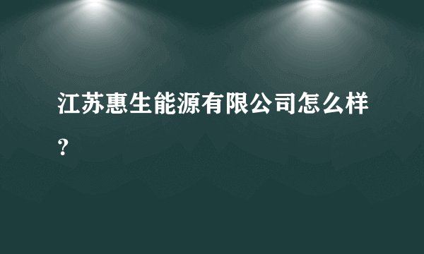 江苏惠生能源有限公司怎么样？