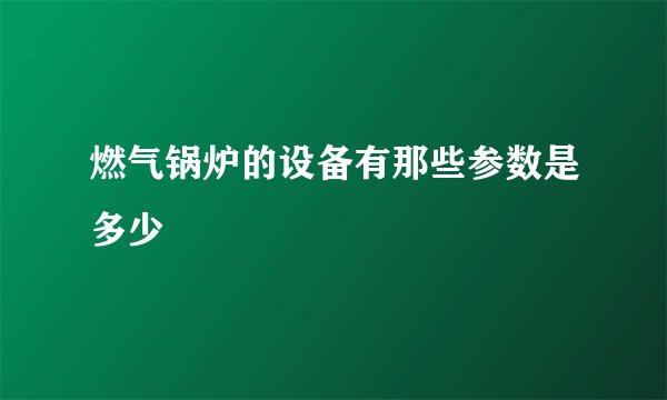 燃气锅炉的设备有那些参数是多少