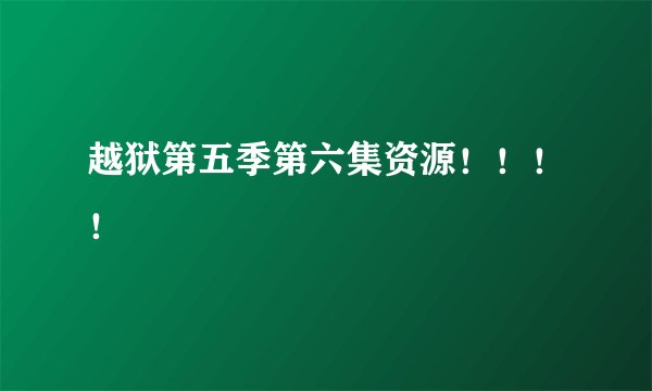 越狱第五季第六集资源！！！！