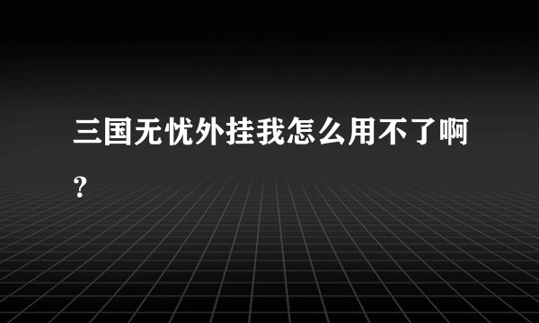 三国无忧外挂我怎么用不了啊？