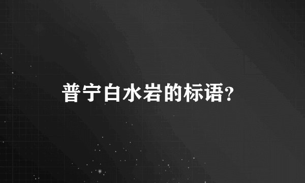 普宁白水岩的标语？