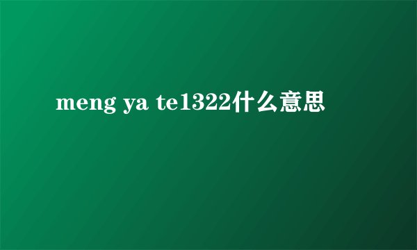 meng ya te1322什么意思