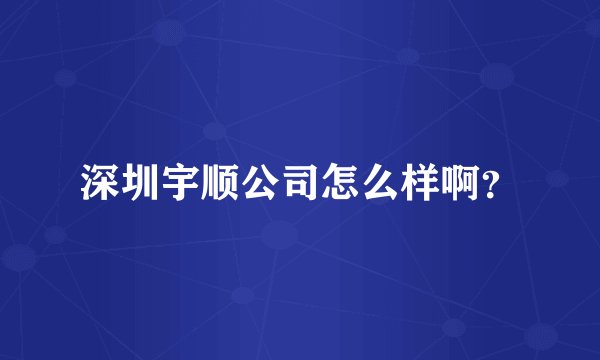 深圳宇顺公司怎么样啊？