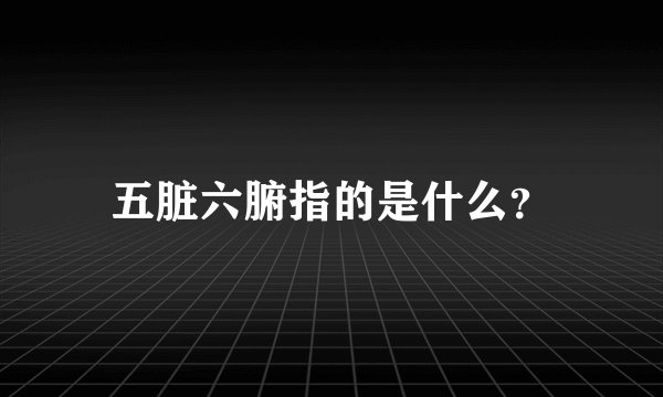 五脏六腑指的是什么？