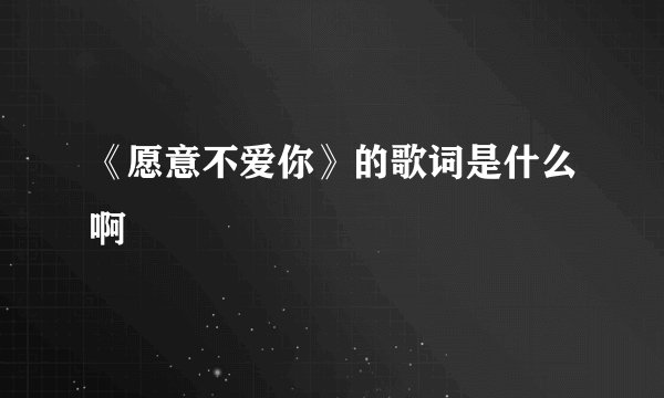《愿意不爱你》的歌词是什么啊