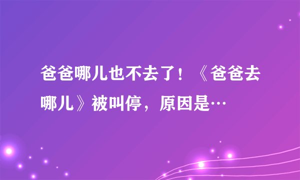 爸爸哪儿也不去了！《爸爸去哪儿》被叫停，原因是…