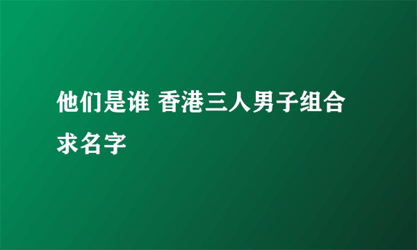 他们是谁 香港三人男子组合 求名字