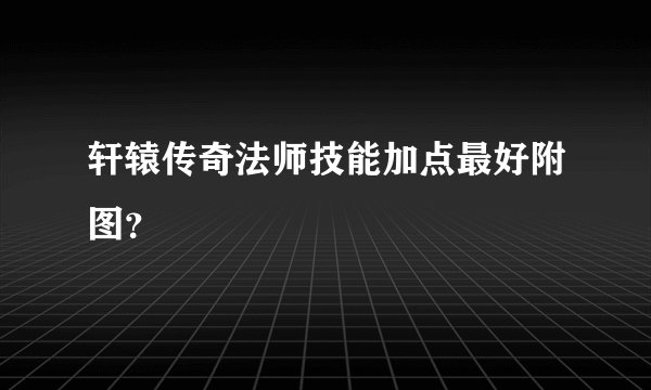 轩辕传奇法师技能加点最好附图？