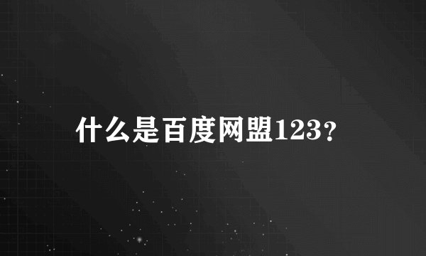 什么是百度网盟123?