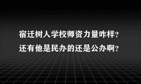 宿迁树人学校师资力量咋样？还有他是民办的还是公办啊？