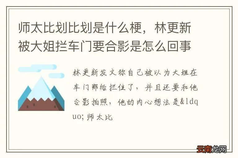 师太比划比划是什么梗,林更新被大姐拦车门要合影是怎么回事