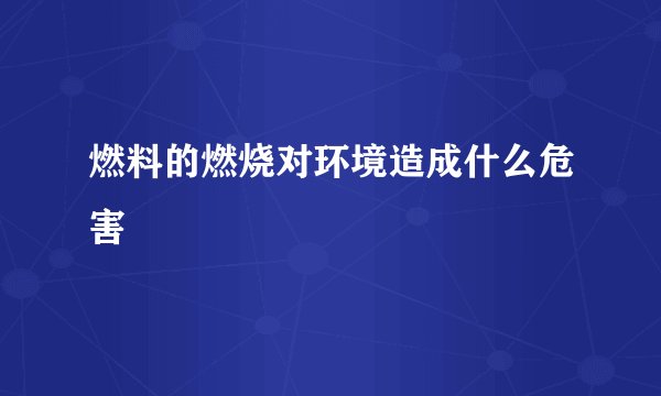 燃料的燃烧对环境造成什么危害