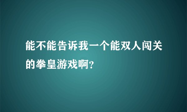 能不能告诉我一个能双人闯关的拳皇游戏啊？