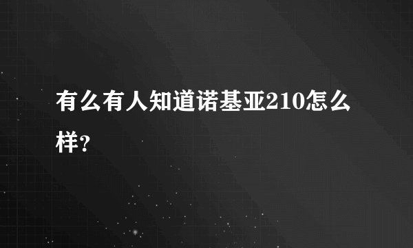有么有人知道诺基亚210怎么样？