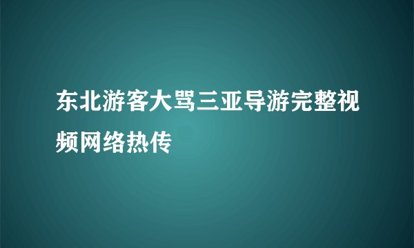 东北游客大骂三亚导游完整视频网络热传